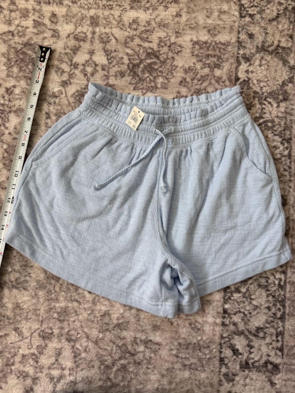 Aerie NWT Women’s Light Blue Ribbed Drawstring Lounge Shorts XS